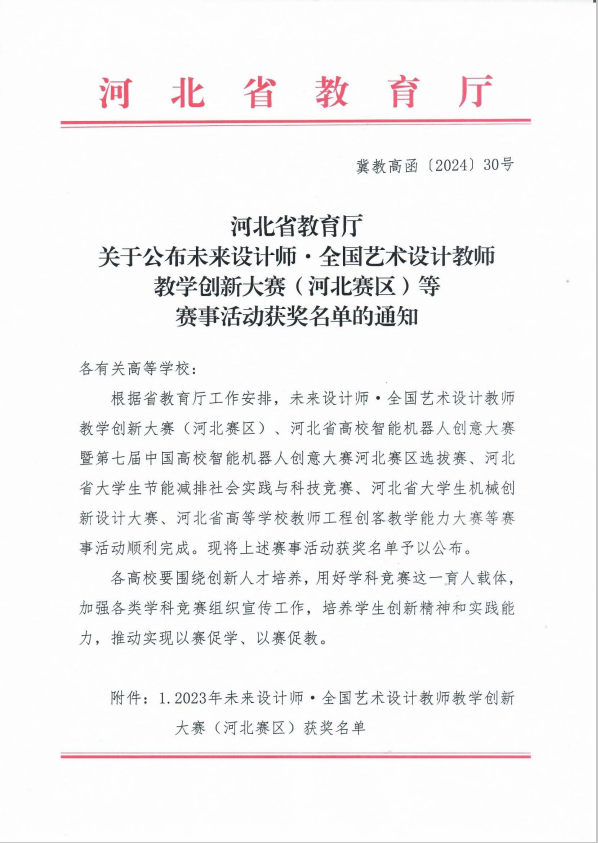 我校教师在2023未来设计师·全国艺术设计教师教学创新大赛（河北赛区）中喜获佳绩